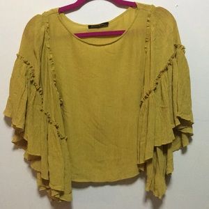 Yellow ruffled sleeved dress